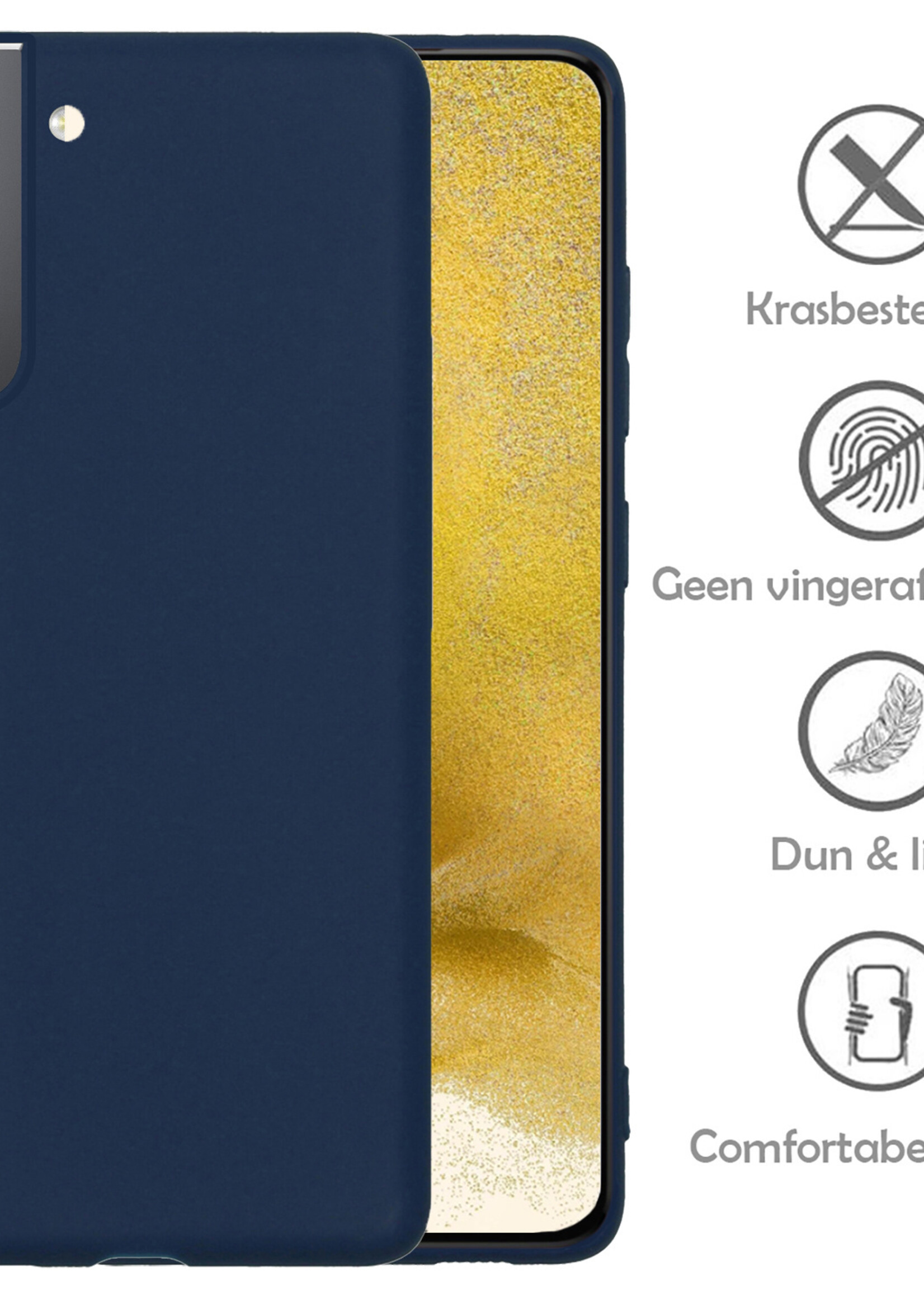 LUQ Hoesje Geschikt voor Samsung S22 Plus Hoesje Siliconen Case - Hoes Geschikt voor Samsung Galaxy S22 Plus Hoes Siliconen - Donkerblauw