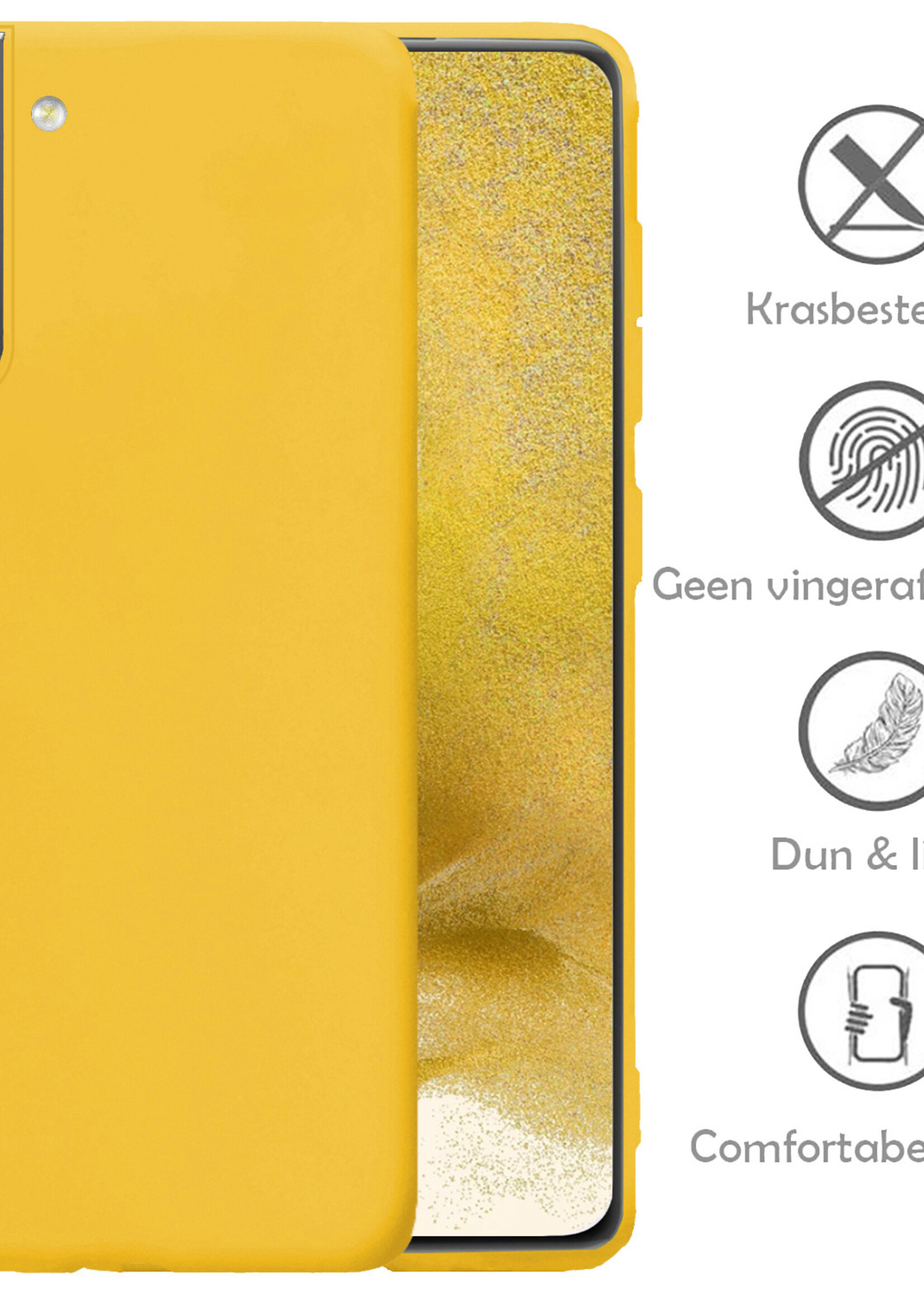 LUQ Hoesje Geschikt voor Samsung S22 Plus Hoesje Siliconen Case - Hoes Geschikt voor Samsung Galaxy S22 Plus Hoes Siliconen - Geel