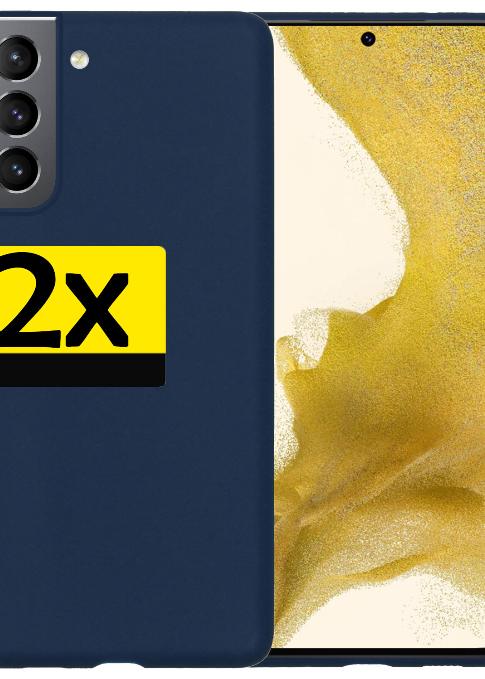 LUQ Hoesje Geschikt voor Samsung S22 Plus Hoesje Siliconen Case - Hoes Geschikt voor Samsung Galaxy S22 Plus Hoes Siliconen - Donkerblauw - 2 Stuks