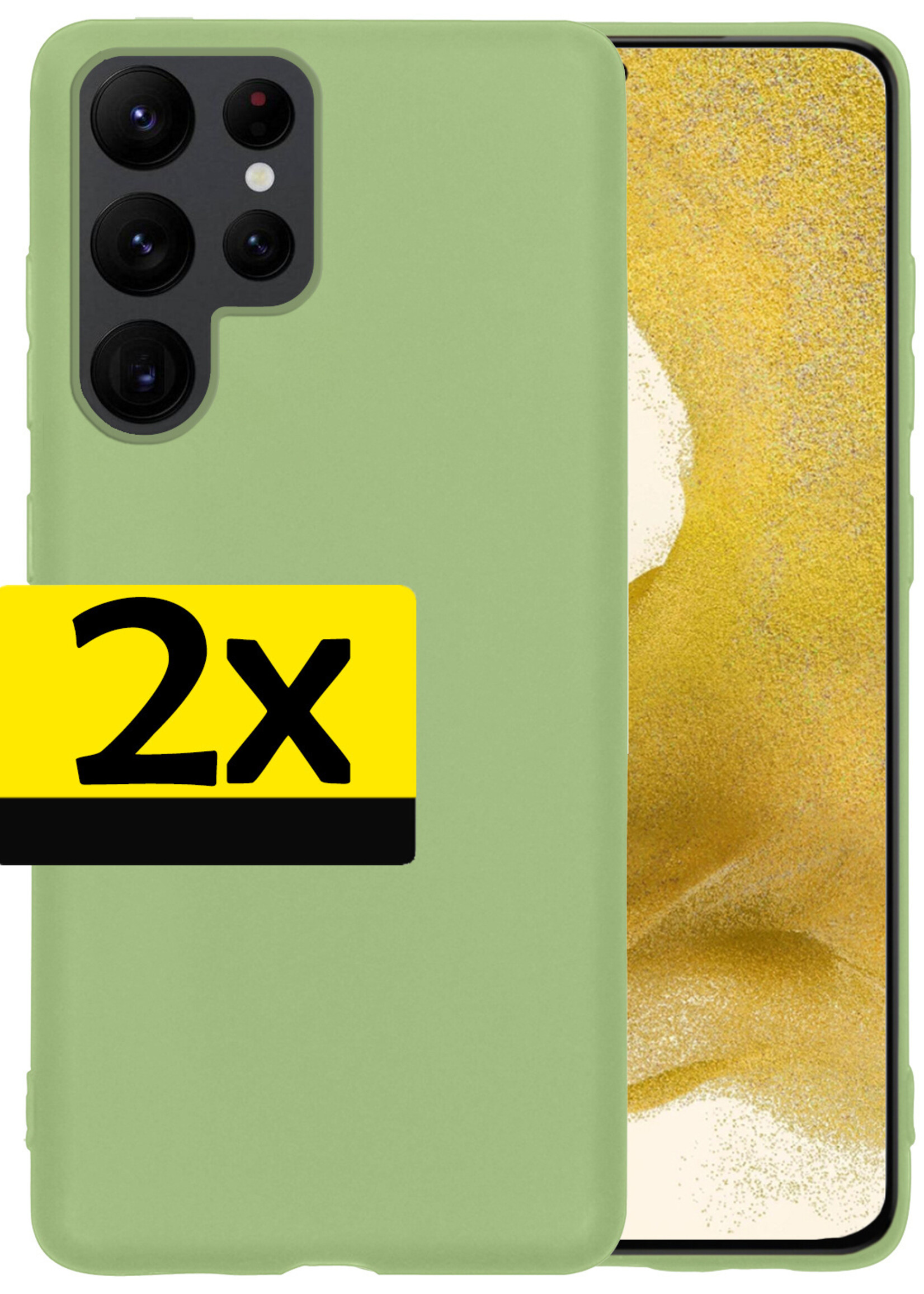 LUQ Hoesje Geschikt voor Samsung S22 Ultra Hoesje Siliconen Case - Hoes Geschikt voor Samsung Galaxy S22 Ultra Hoes Siliconen - Groen - 2 Stuks