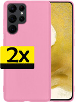 LUQ LUQ Samsung Galaxy S22 Ultra Hoesje Siliconen - Lichtroze - 2 PACK