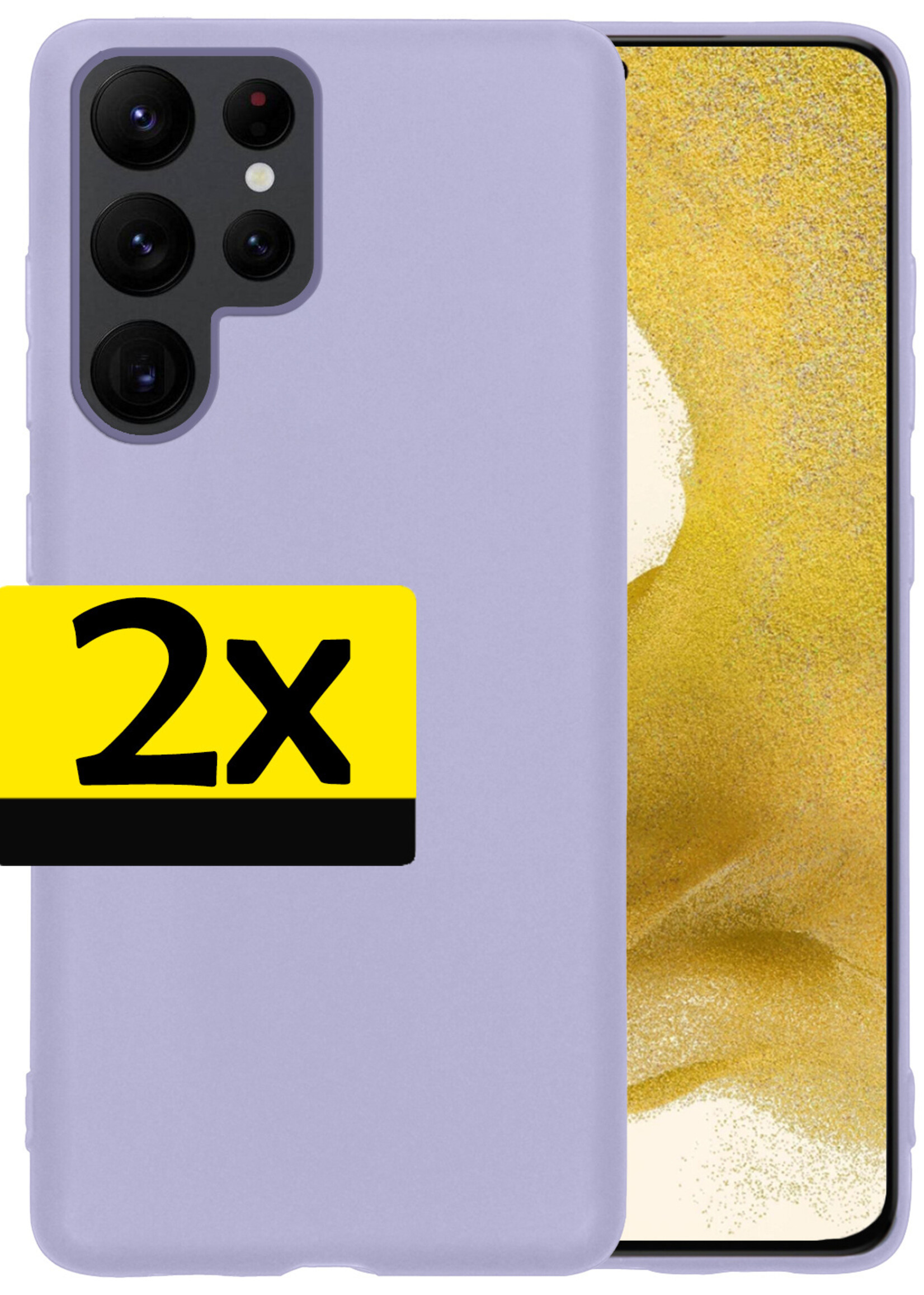 LUQ Hoesje Geschikt voor Samsung S22 Ultra Hoesje Siliconen Case - Hoes Geschikt voor Samsung Galaxy S22 Ultra Hoes Siliconen - Lila - 2 Stuks