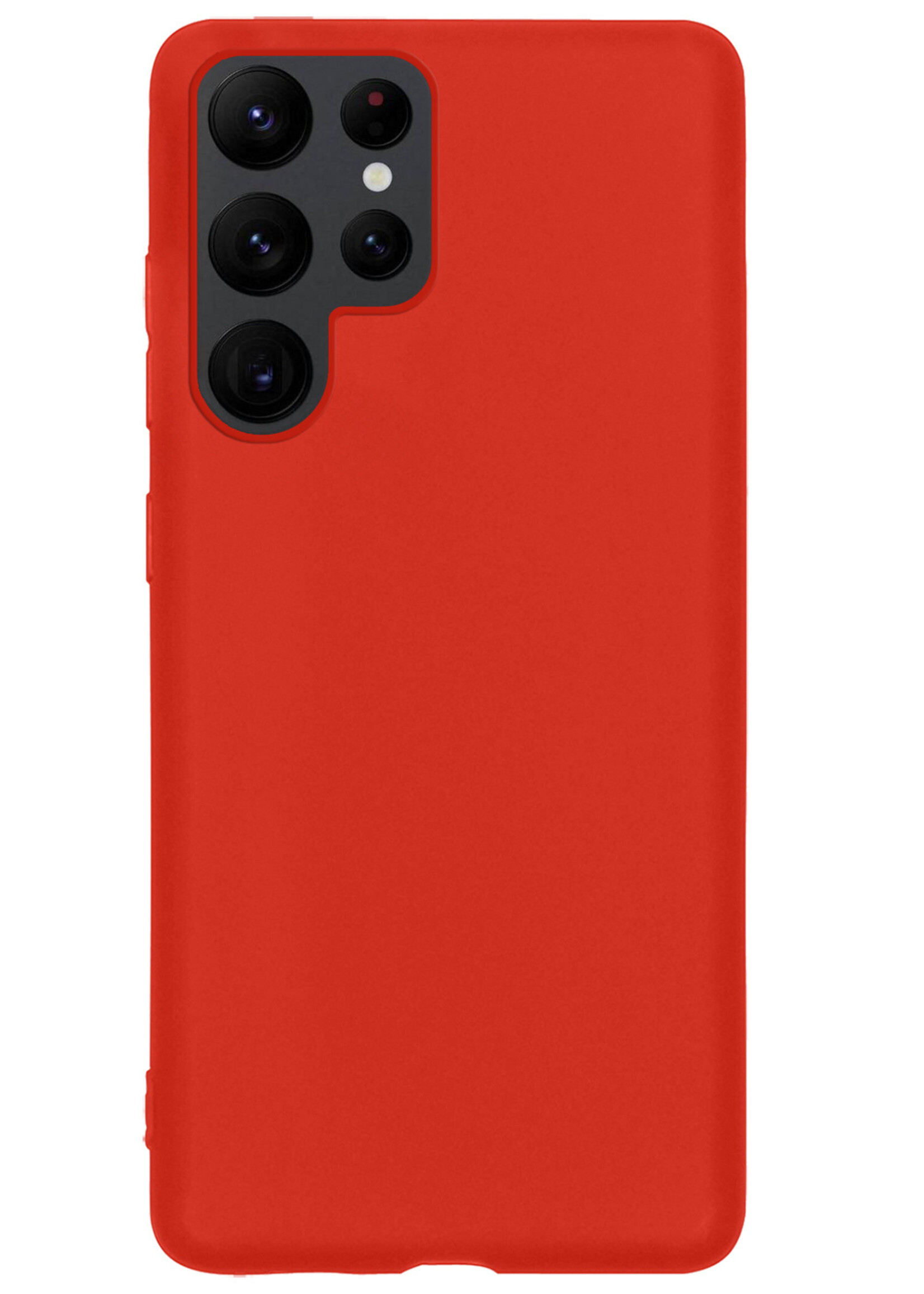 LUQ Hoesje Geschikt voor Samsung S22 Ultra Hoesje Siliconen Case - Hoes Geschikt voor Samsung Galaxy S22 Ultra Hoes Siliconen - Rood - 2 Stuks