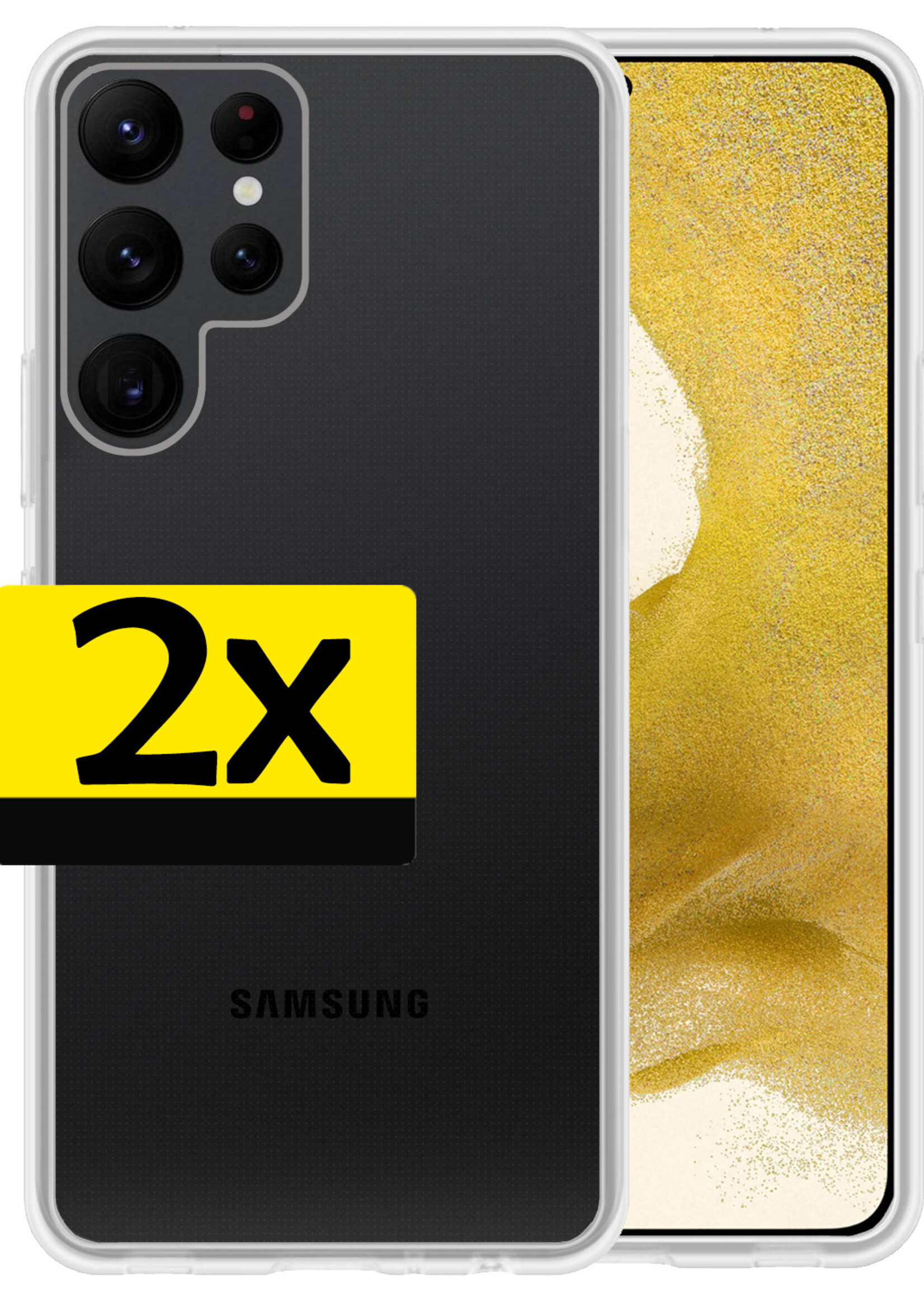 LUQ Hoesje Geschikt voor Samsung S22 Ultra Hoesje Siliconen Case - Hoes Geschikt voor Samsung Galaxy S22 Ultra Hoes Siliconen - Transparant - 2 Stuks