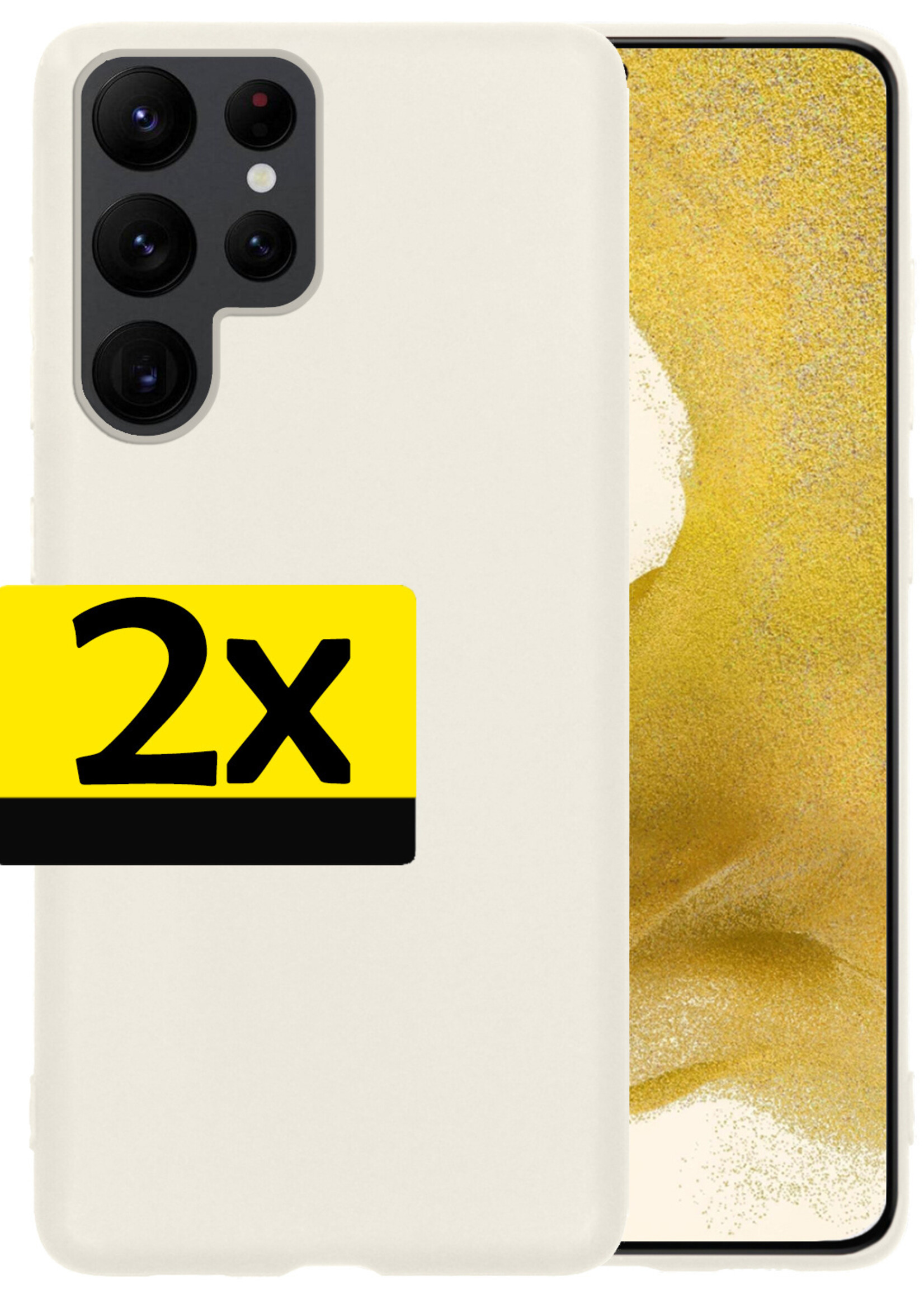 LUQ Hoesje Geschikt voor Samsung S22 Ultra Hoesje Siliconen Case - Hoes Geschikt voor Samsung Galaxy S22 Ultra Hoes Siliconen - Wit - 2 Stuks