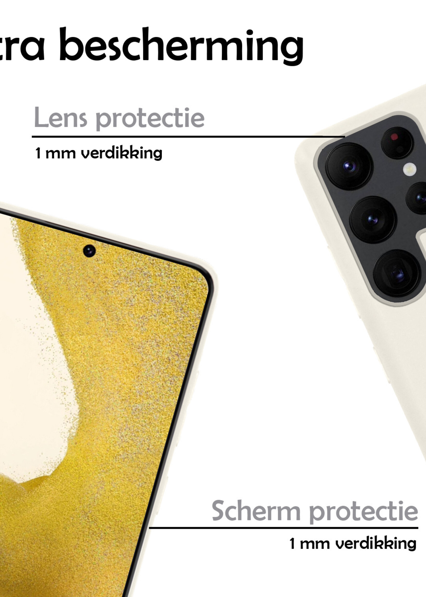 LUQ Hoesje Geschikt voor Samsung S22 Ultra Hoesje Siliconen Case - Hoes Geschikt voor Samsung Galaxy S22 Ultra Hoes Siliconen - Wit - 2 Stuks