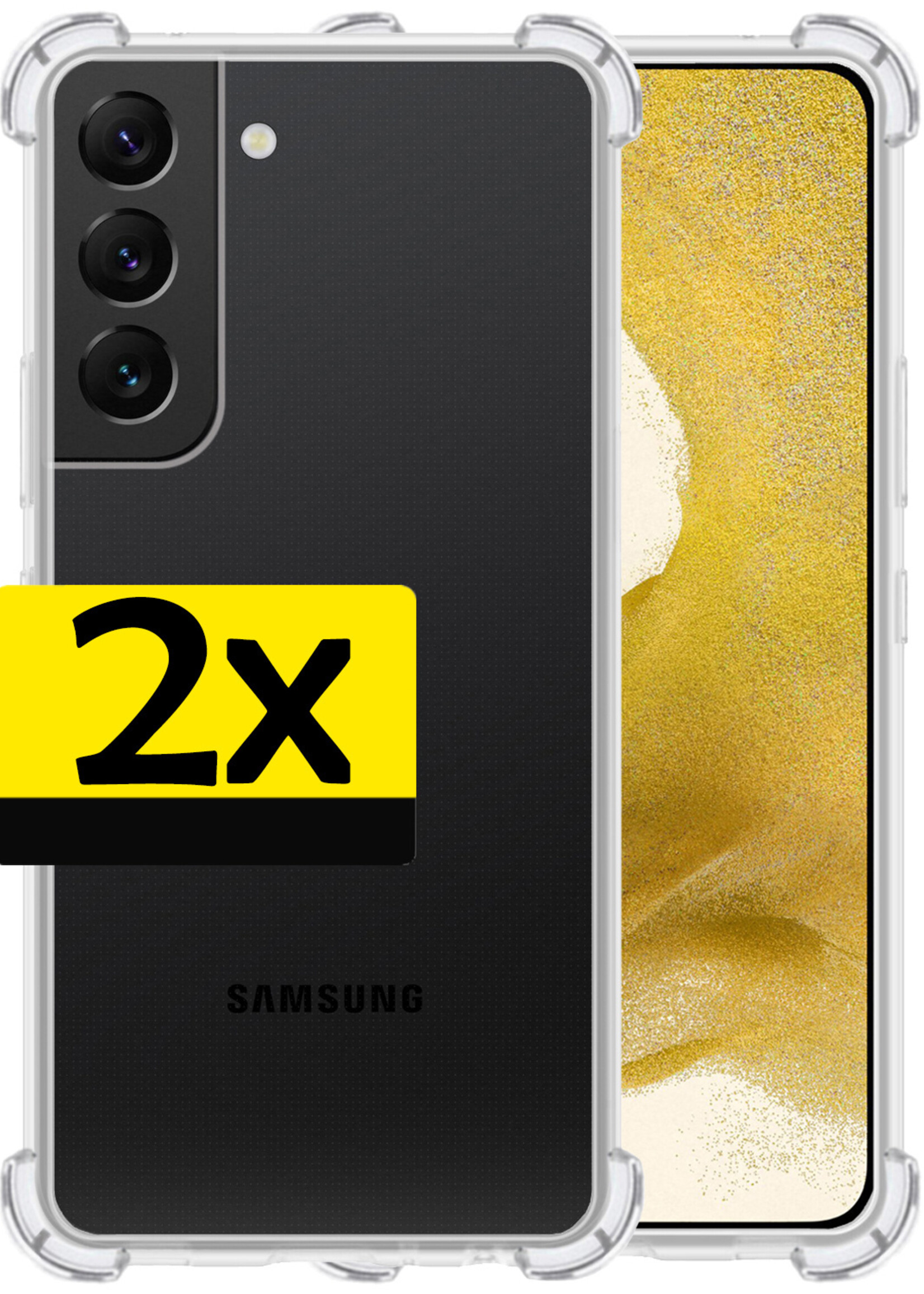 LUQ Hoesje Geschikt voor Samsung S22 Plus Hoesje Shockproof Case Siliconen - Hoes Geschikt voor Samsung Galaxy S22 Plus Hoes Cover Siliconen - Transparant - 2 Stuks