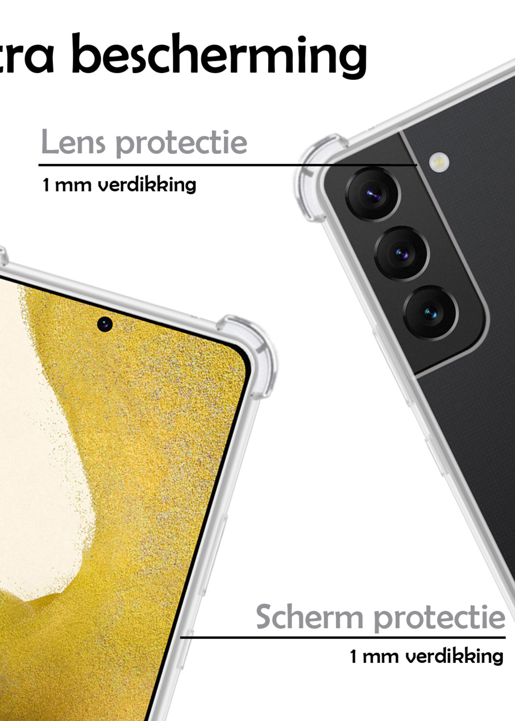 LUQ Hoesje Geschikt voor Samsung S22 Plus Hoesje Shockproof Case Siliconen - Hoes Geschikt voor Samsung Galaxy S22 Plus Hoes Cover Siliconen - Transparant - 2 Stuks