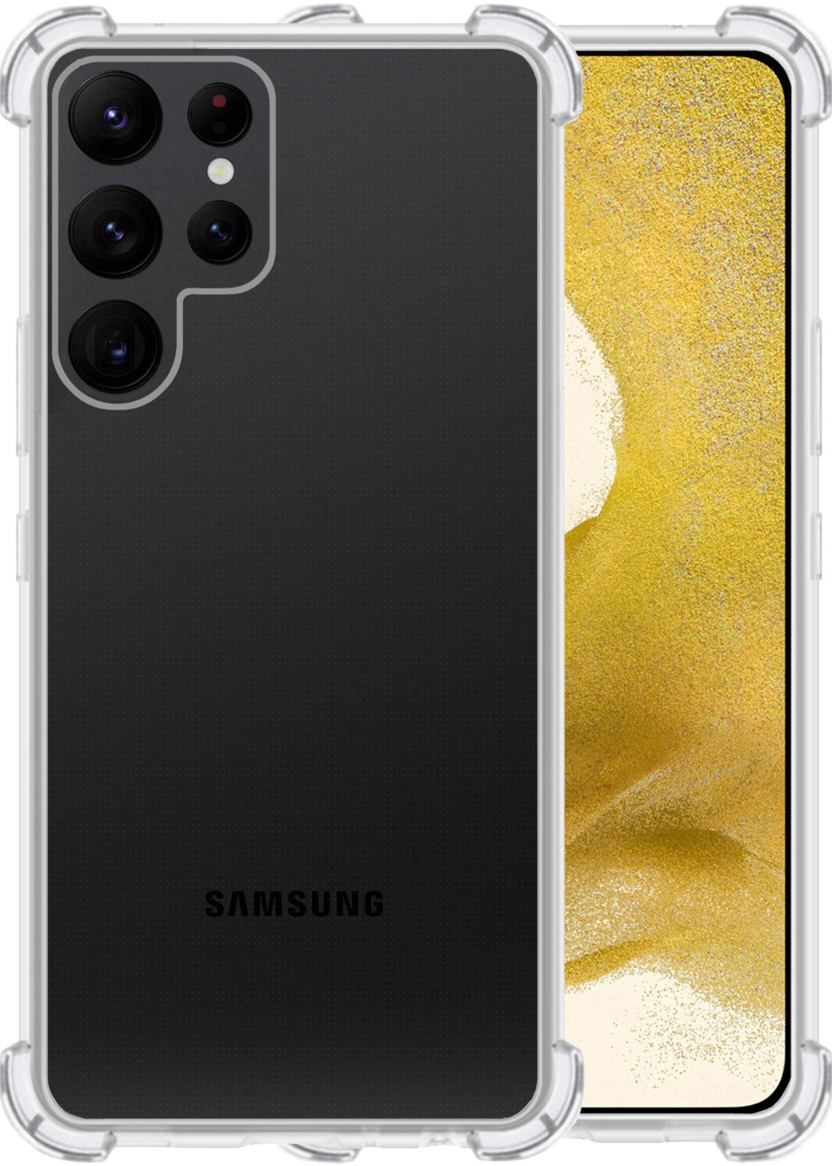 LUQ Hoesje Geschikt voor Samsung S22 Ultra Hoesje Shockproof Case Siliconen - Hoes Geschikt voor Samsung Galaxy S22 Ultra Hoes Cover Siliconen - Transparant