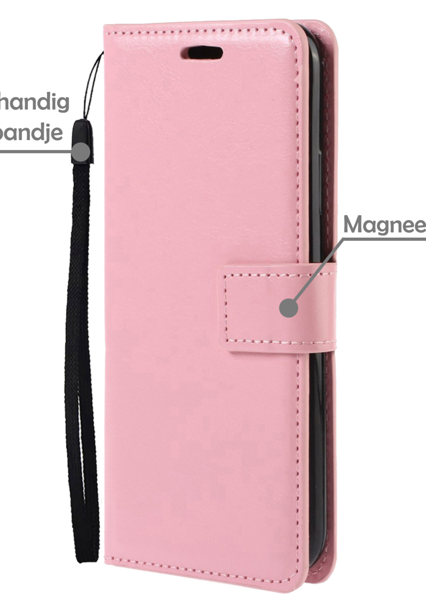 LUQ Hoesje Geschikt voor Samsung S22 Hoesje Book Case Hoes Wallet Cover - Hoes Geschikt voor Samsung Galaxy S22 Hoesje Bookcase Hoes - Lichtroze