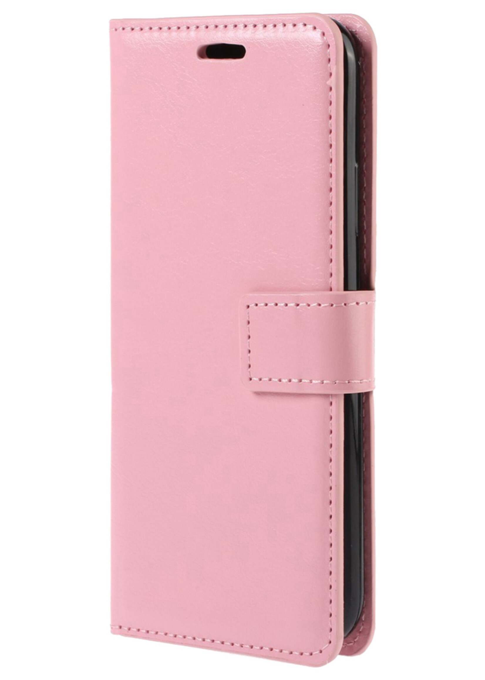 LUQ Hoesje Geschikt voor Samsung S22 Hoesje Book Case Hoes Wallet Cover - Hoes Geschikt voor Samsung Galaxy S22 Hoesje Bookcase Hoes - Lichtroze