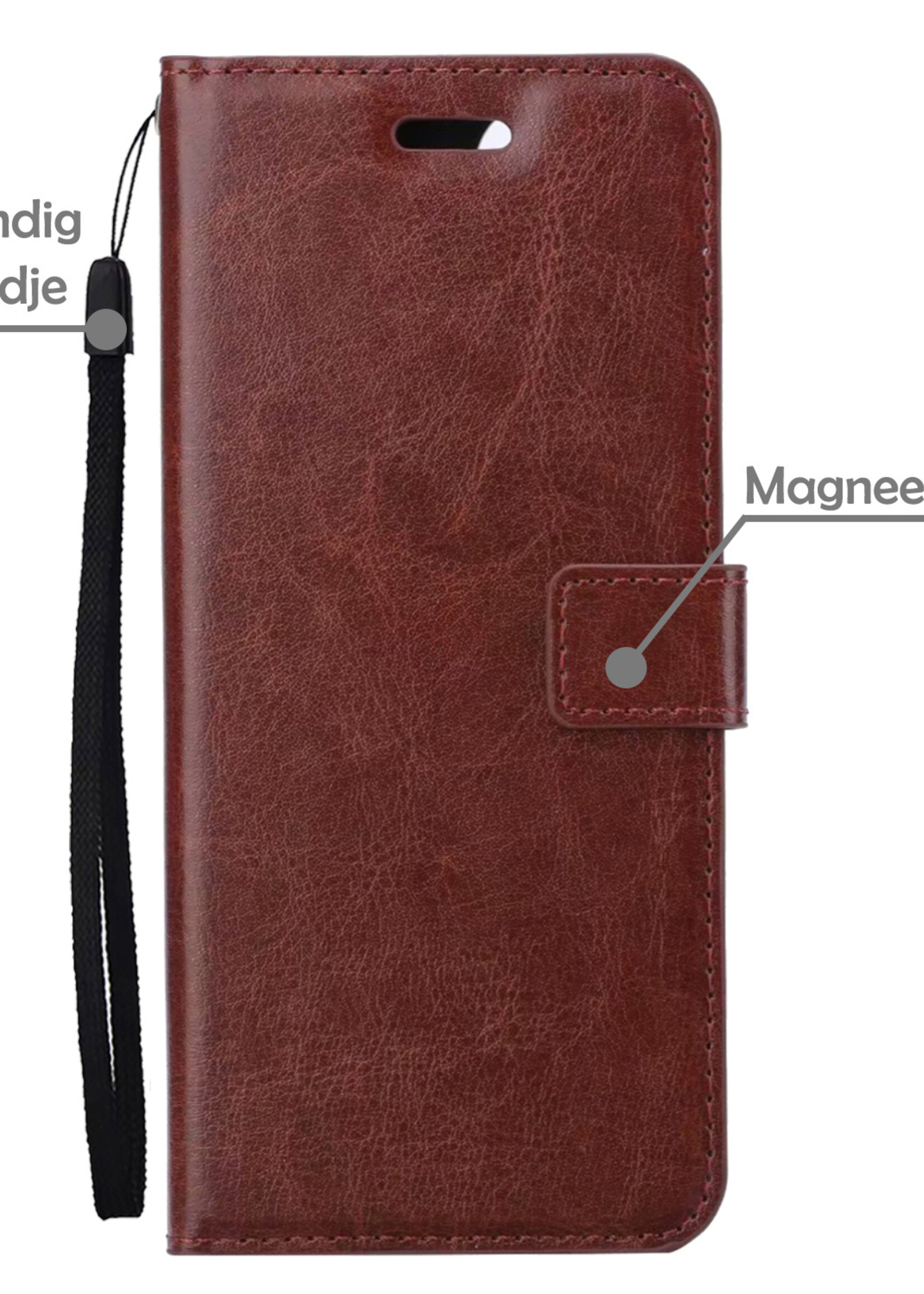 LUQ Hoesje Geschikt voor Samsung S22 Plus Hoesje Book Case Hoes Wallet Cover - Hoes Geschikt voor Samsung Galaxy S22 Plus Hoesje Bookcase Hoes - Bruin