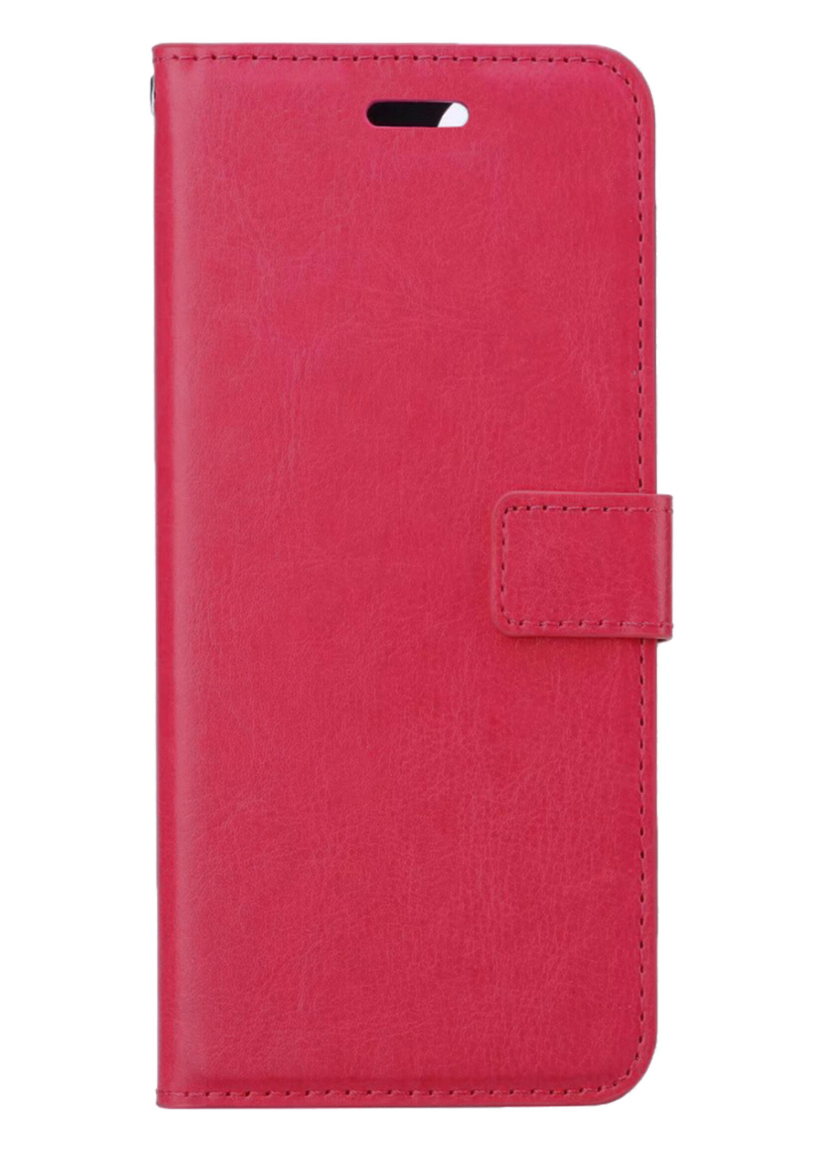 Hoesje Geschikt voor Samsung S22 Plus Hoesje Book Case Hoes Wallet Cover - Hoes Geschikt voor Samsung Galaxy S22 Plus Hoesje Bookcase Hoes - Donkerroze