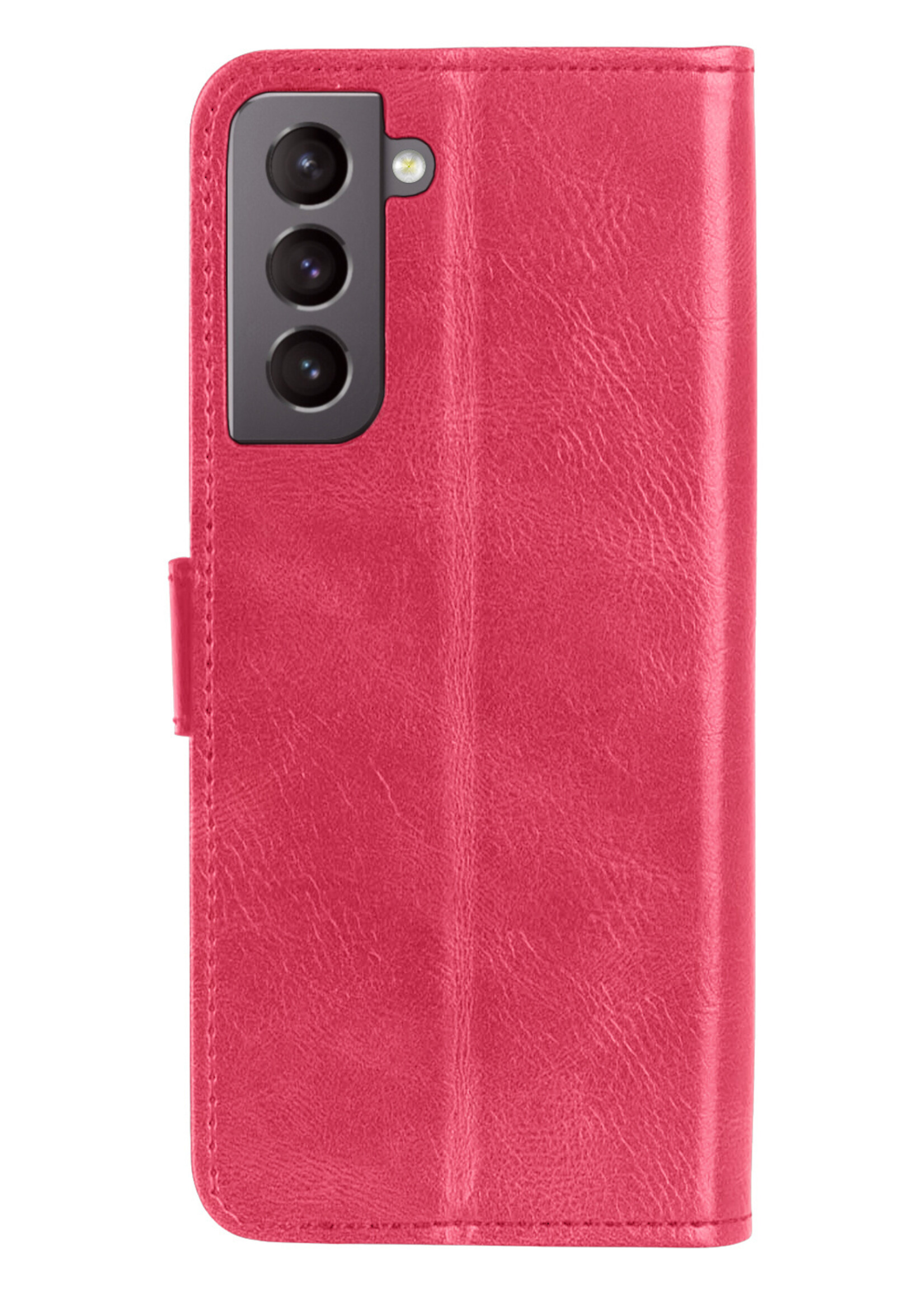 LUQ Hoesje Geschikt voor Samsung S22 Plus Hoesje Book Case Hoes Wallet Cover - Hoes Geschikt voor Samsung Galaxy S22 Plus Hoesje Bookcase Hoes - Donkerroze