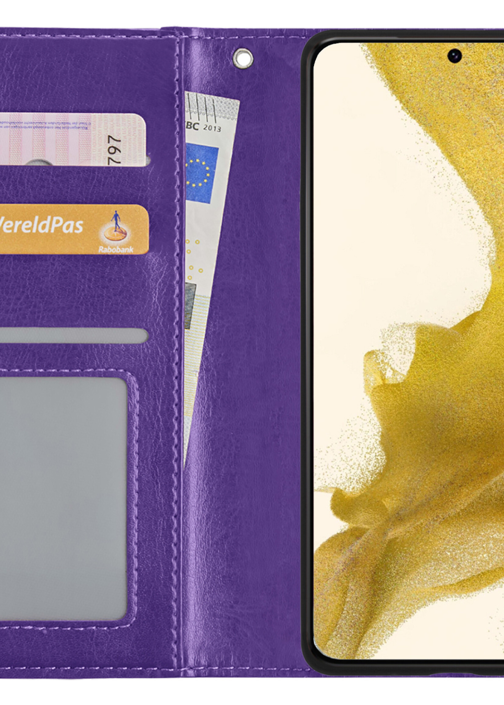 LUQ Hoesje Geschikt voor Samsung S22 Plus Hoesje Book Case Hoes Wallet Cover - Hoes Geschikt voor Samsung Galaxy S22 Plus Hoesje Bookcase Hoes - Paars