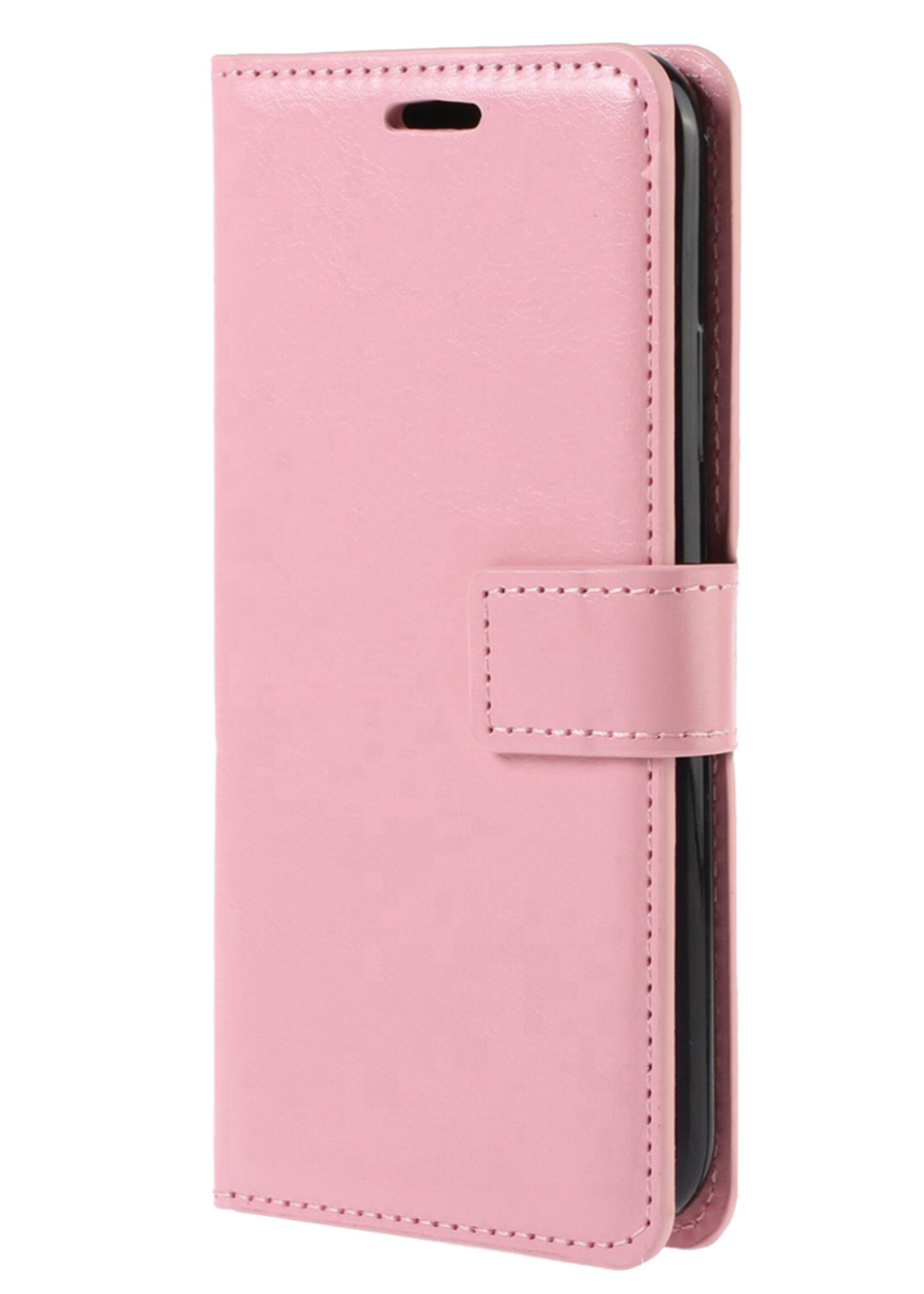Hoesje Geschikt voor Samsung S22 Ultra Hoesje Book Case Hoes Wallet Cover - Hoes Geschikt voor Samsung Galaxy S22 Ultra Hoesje Bookcase Hoes - Lichtroze