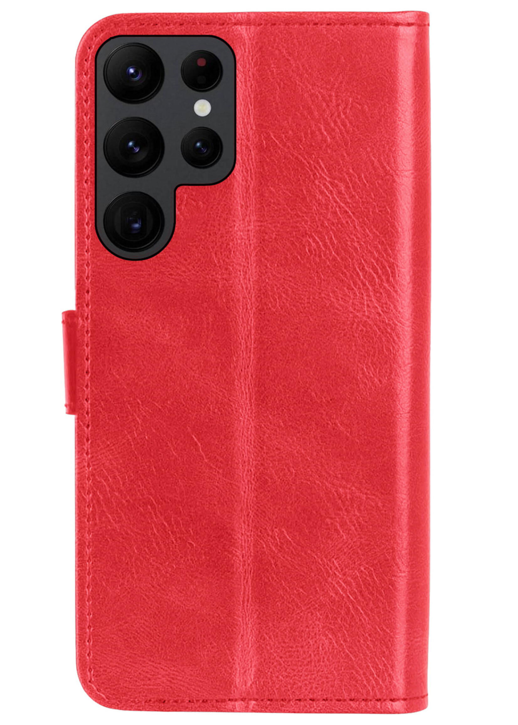 LUQ Hoesje Geschikt voor Samsung S22 Ultra Hoesje Book Case Hoes Wallet Cover - Hoes Geschikt voor Samsung Galaxy S22 Ultra Hoesje Bookcase Hoes - Rood