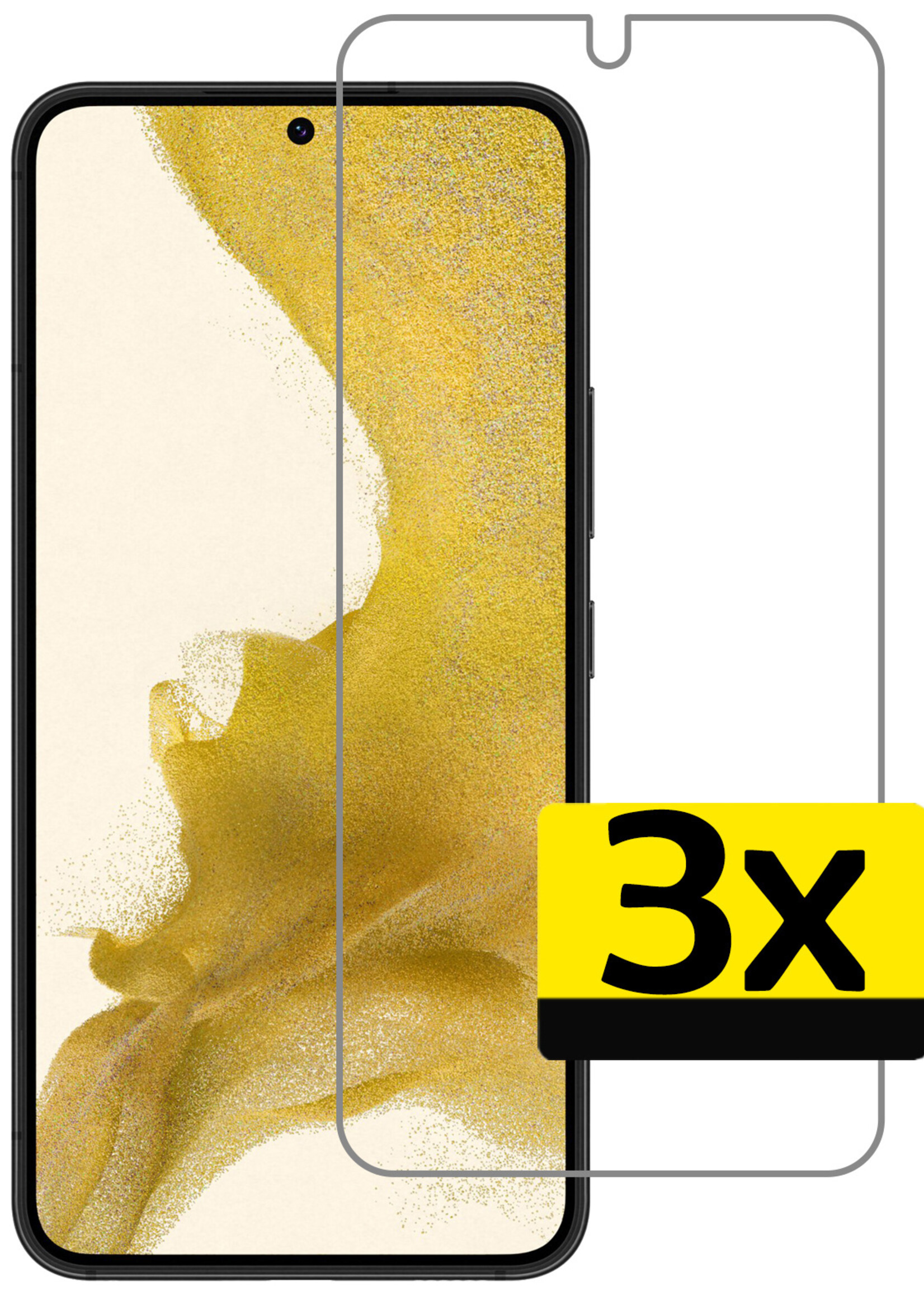 LUQ Screenprotector Geschikt voor Samsung S22 Screenprotector Beschermglas Gehard Glas - Screenprotector Geschikt voor Samsung Galaxy S22 Screenprotector Glas - 3 Stuks
