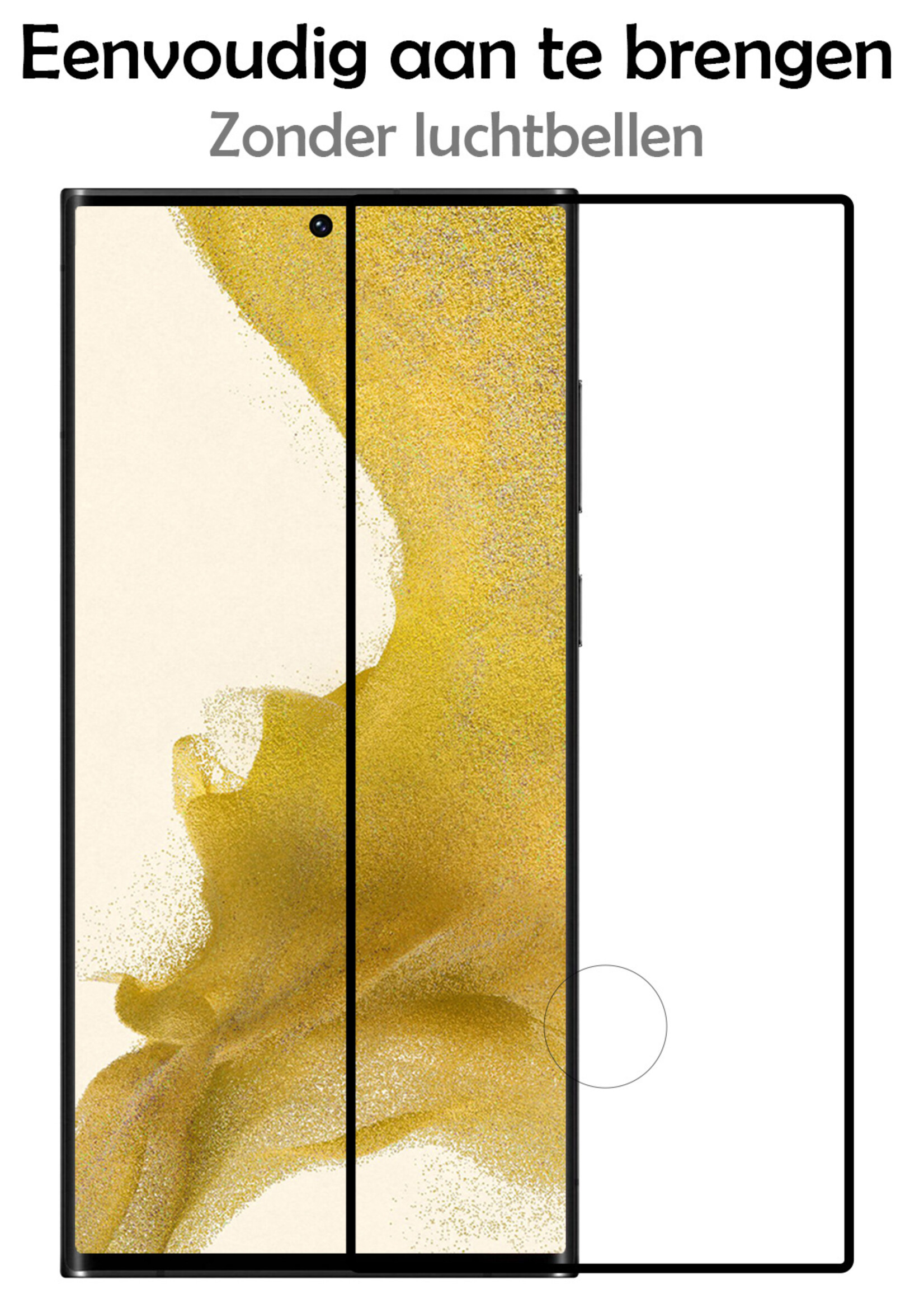 LUQ Screenprotector Geschikt voor Samsung S22 Ultra Screenprotector Glas Full Cover - Screenprotector Geschikt voor Samsung Galaxy S22 Ultra Screenprotector Full Cover