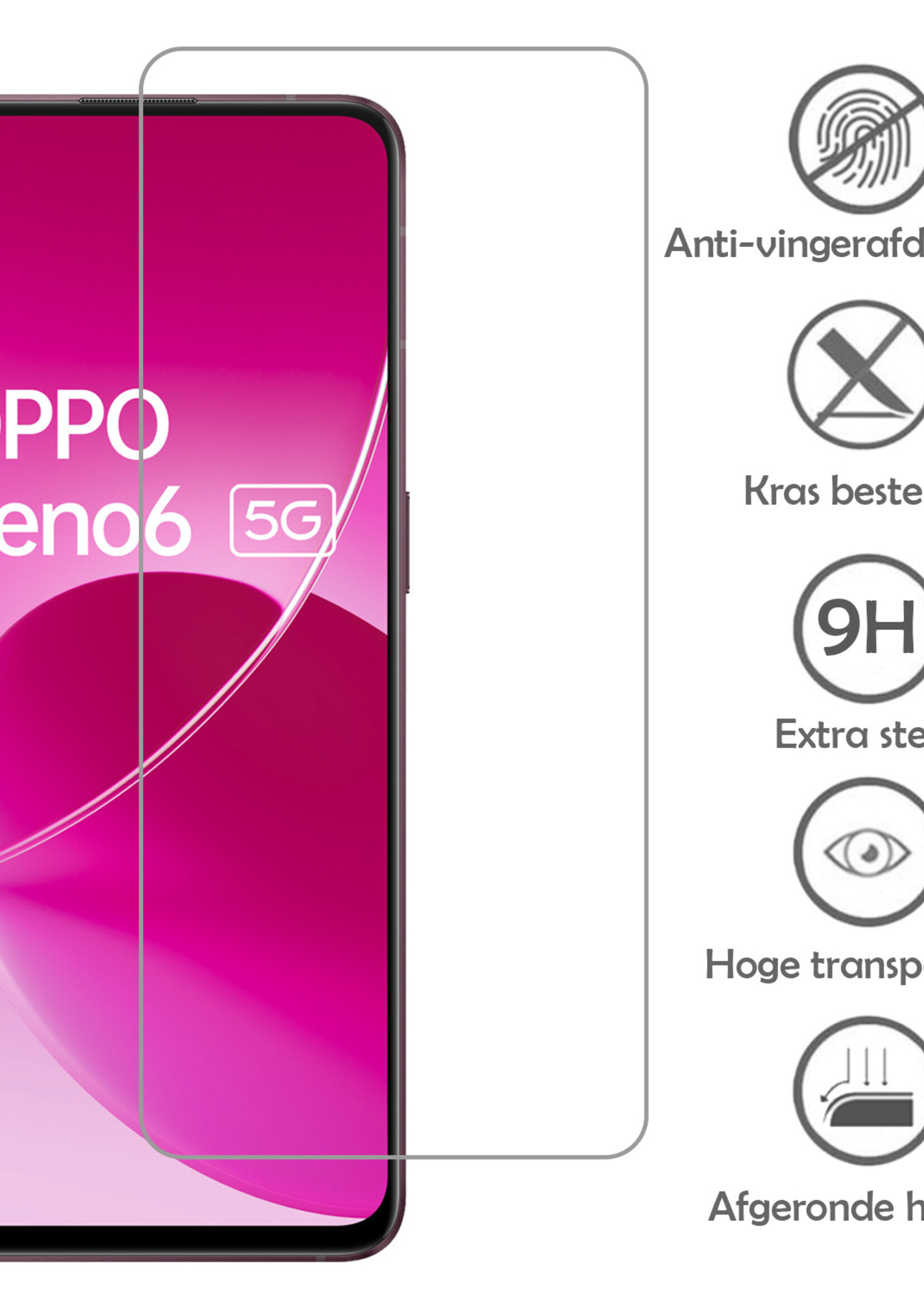 LUQ Screenprotector Geschikt voor OPPO Reno 6 Screenprotector Beschermglas Gehard Glas - Screenprotector Geschikt voor OPPO Reno 6 Screenprotector Glas
