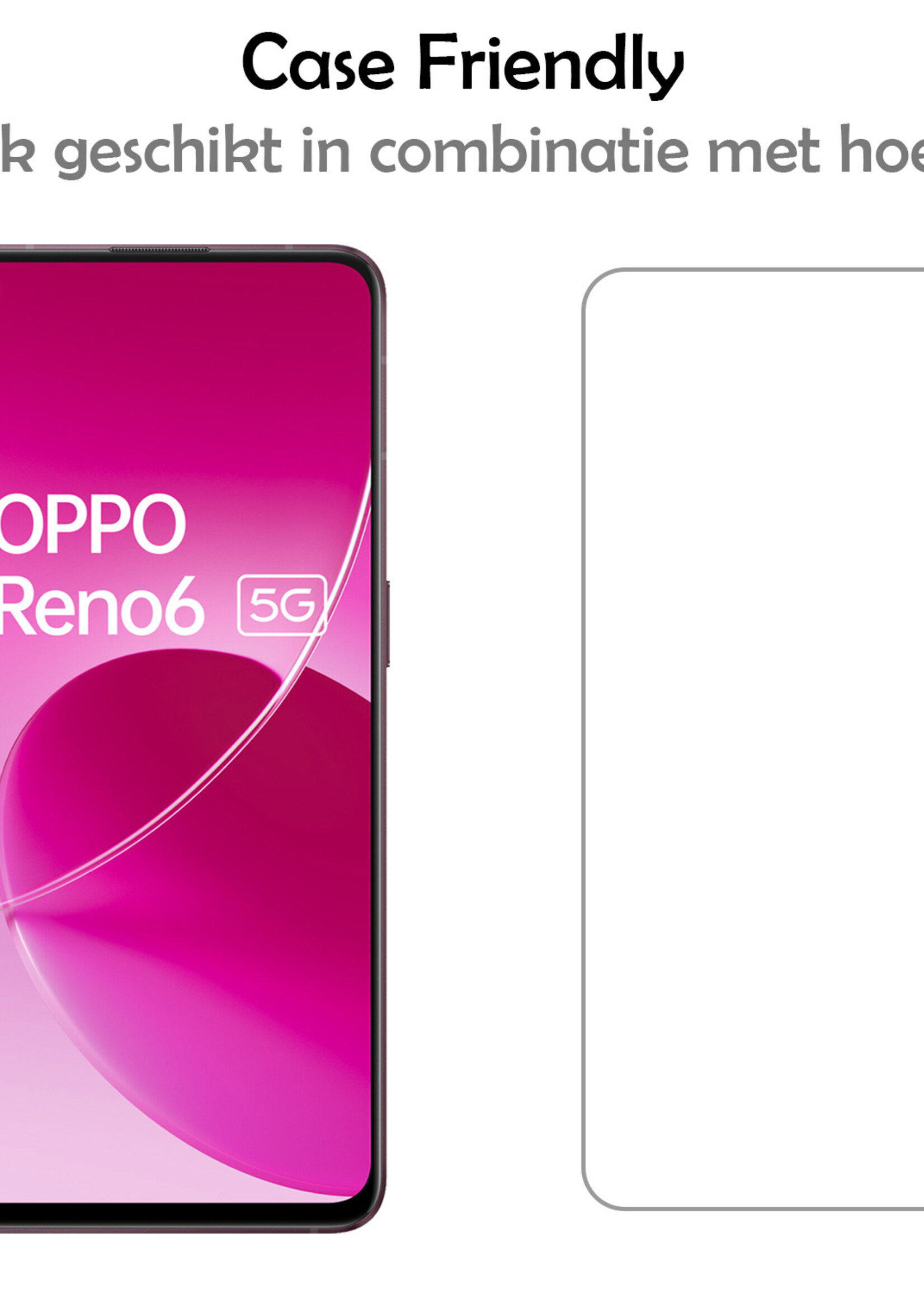 LUQ Screenprotector Geschikt voor OPPO Reno 6 Screenprotector Beschermglas Gehard Glas - Screenprotector Geschikt voor OPPO Reno 6 Screenprotector Glas - 2 Stuks