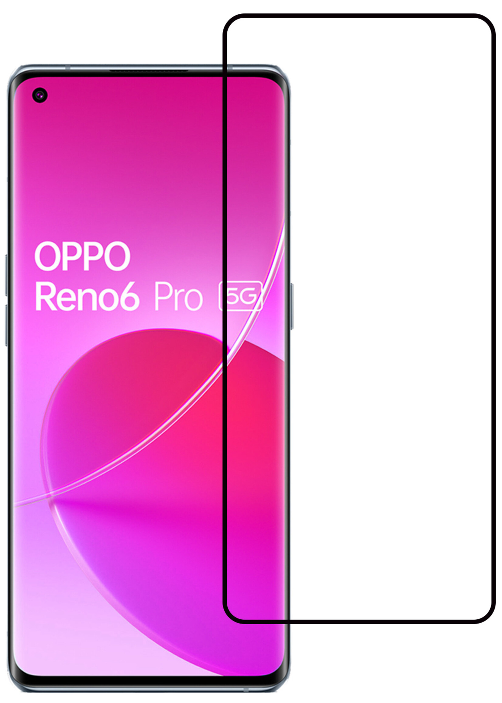 LUQ Screenprotector Geschikt voor OPPO Reno 6 Pro Screenprotector Glas Full Cover - Screenprotector Geschikt voor OPPO Reno 6 Pro Screenprotector Full Cover