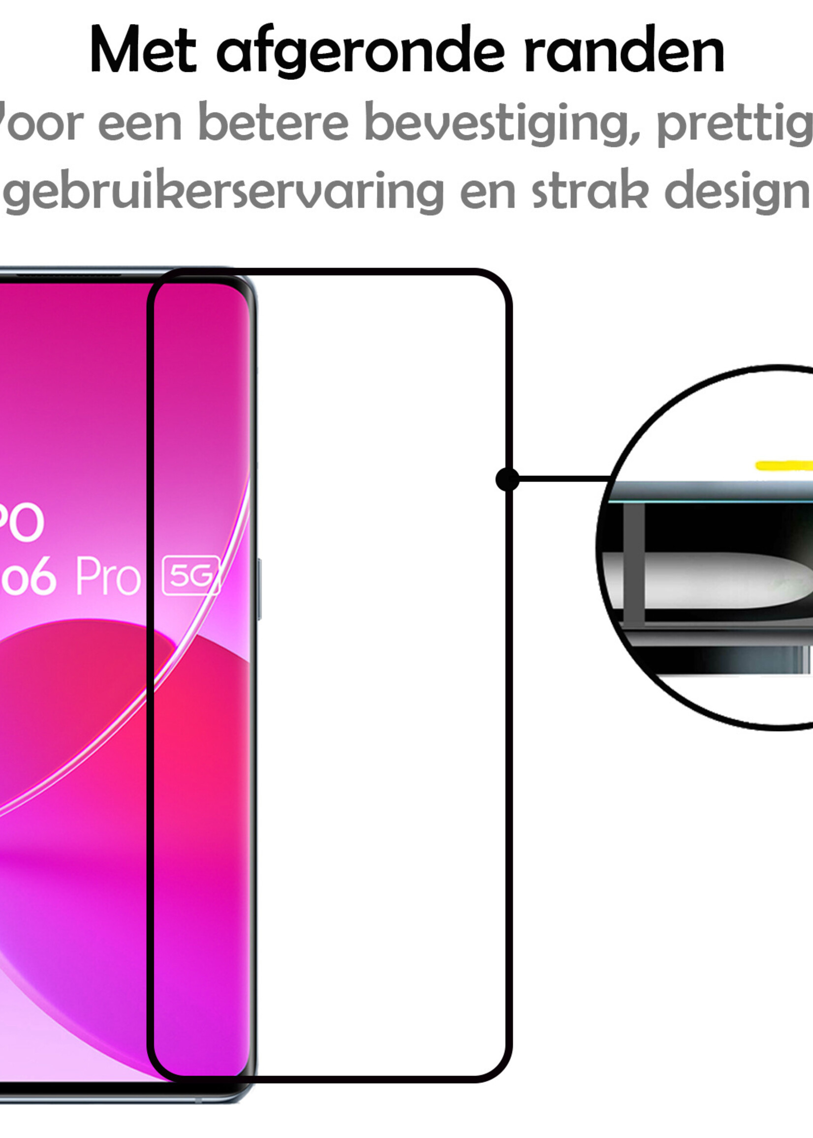 LUQ Screenprotector Geschikt voor OPPO Reno 6 Pro Screenprotector Glas Full Cover - Screenprotector Geschikt voor OPPO Reno 6 Pro Screenprotector Full Cover