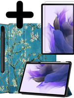 LUQ LUQ Samsung Galaxy Tab S7 FE Hoesje Met Screenprotector - Bloesem