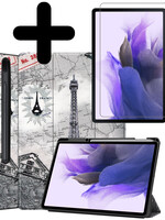 LUQ LUQ Samsung Galaxy Tab S7 FE Hoesje Met Screenprotector - Eiffeltoren