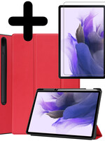 LUQ LUQ Samsung Galaxy Tab S7 FE Hoesje Met Screenprotector - Rood