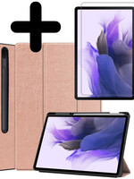 LUQ LUQ Samsung Galaxy Tab S7 FE Hoesje Met Screenprotector - Rose goud