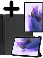 LUQ Samsung Galaxy Tab S7 FE Hoesje Met Screenprotector - Zwart