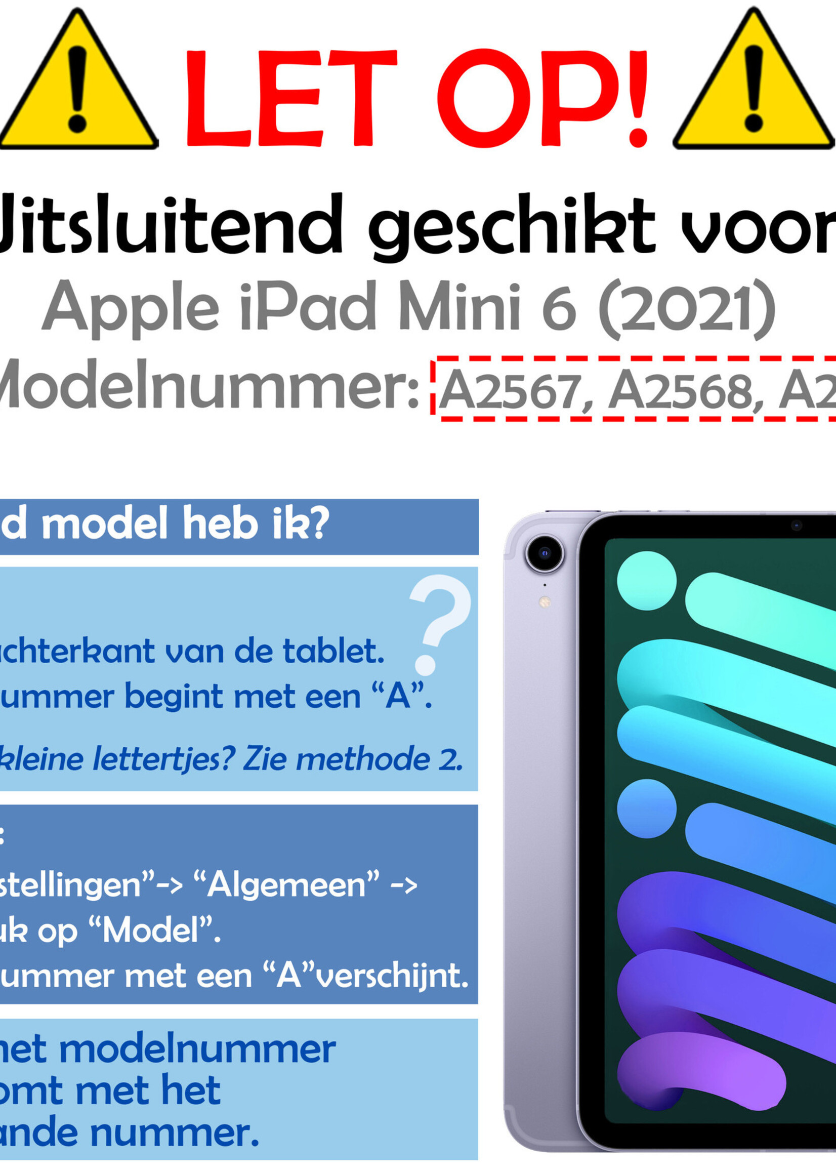 LUQ Hoes Geschikt voor iPad Mini 6 Hoes Luxe Hoesje Case Met Uitsparing Geschikt voor Apple Pencil Met Screenprotector - Hoesje Geschikt voor iPad Mini 6 Hoes Cover - Donkerblauw