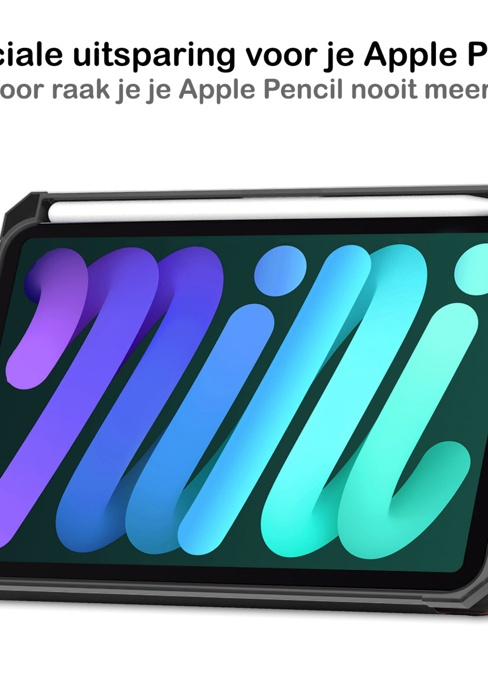 LUQ Hoes Geschikt voor iPad Mini 6 Hoes Luxe Hoesje Case Met Uitsparing Geschikt voor Apple Pencil Met Screenprotector - Hoesje Geschikt voor iPad Mini 6 Hoes Cover - Donkerrood