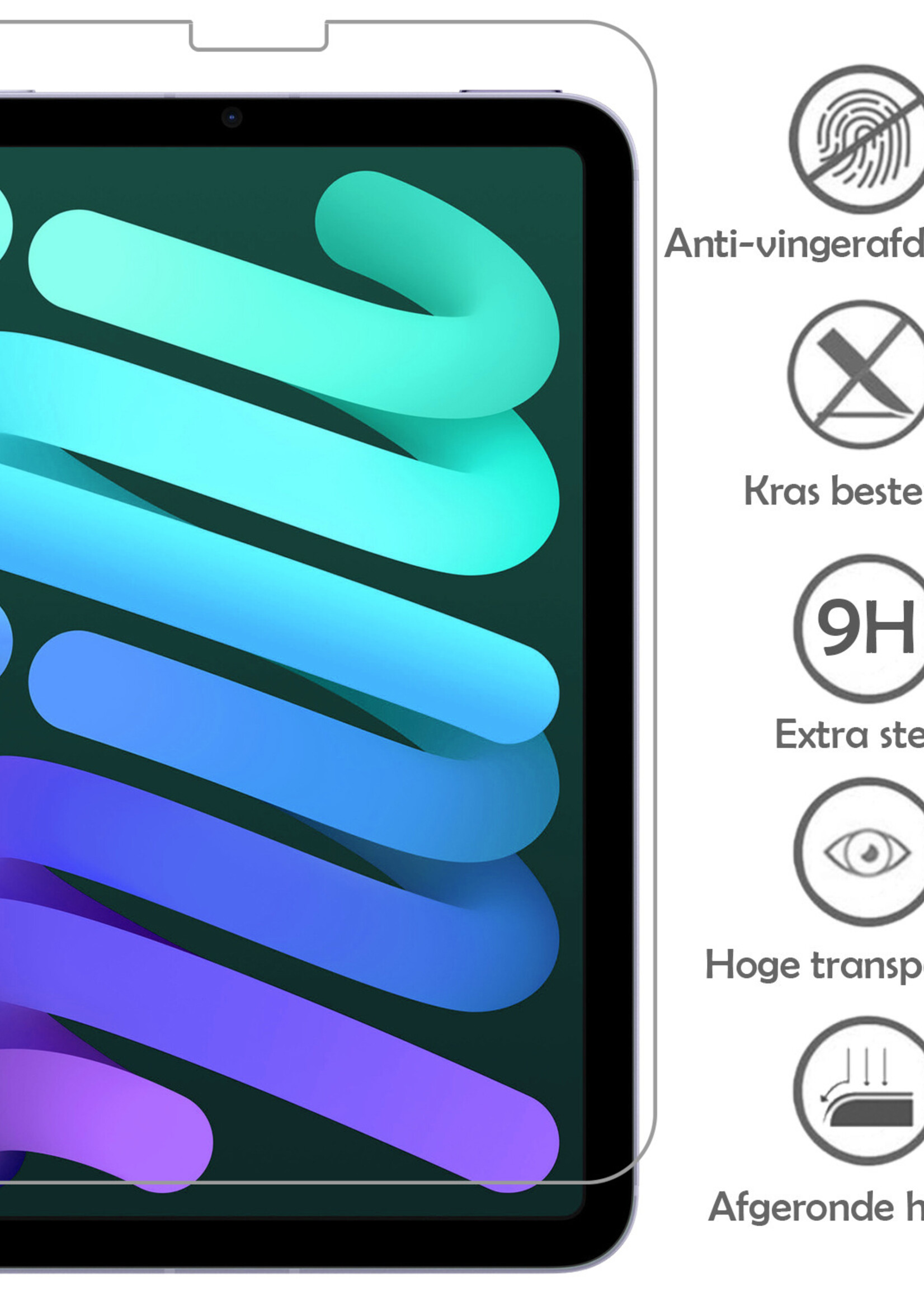 LUQ Hoes Geschikt voor iPad Mini 6 Hoes Luxe Hoesje Case Met Uitsparing Geschikt voor Apple Pencil Met Screenprotector - Hoesje Geschikt voor iPad Mini 6 Hoes Cover - Donkerrood