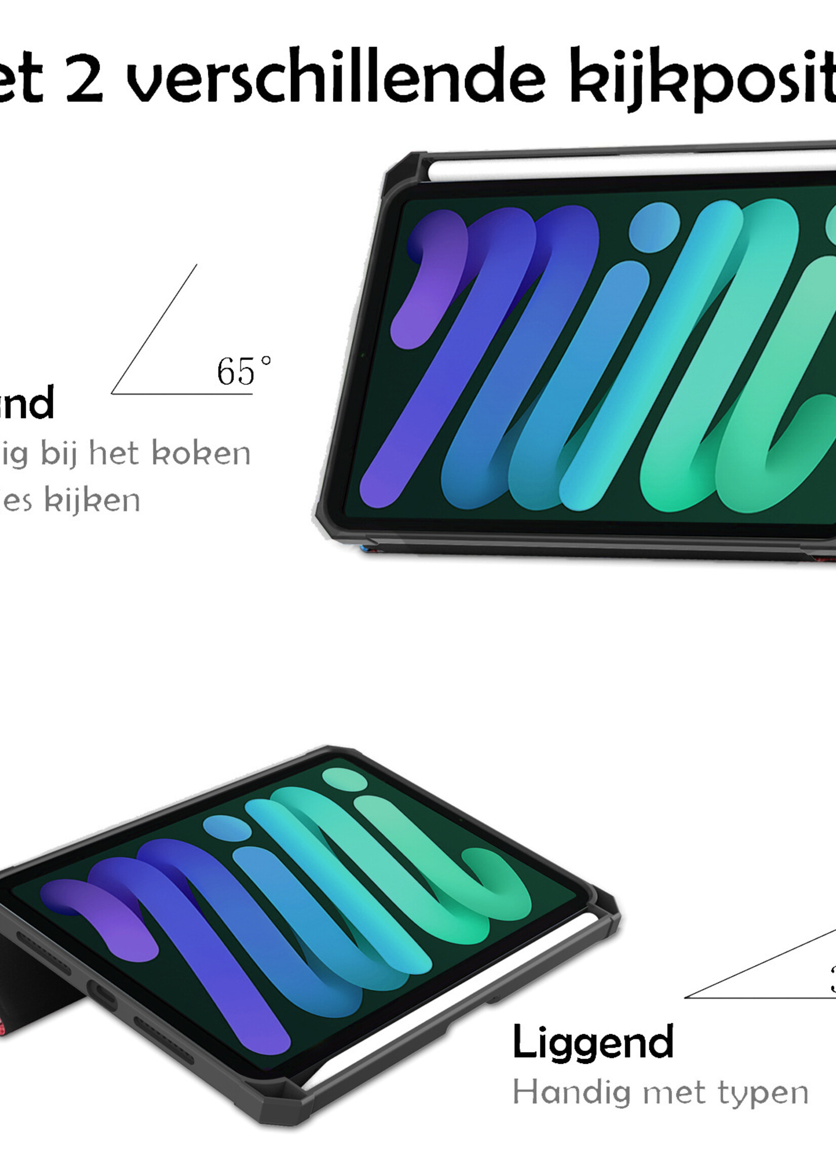 LUQ Hoes Geschikt voor iPad Mini 6 Hoes Luxe Hoesje Case Met Uitsparing Geschikt voor Apple Pencil Met Screenprotector - Hoesje Geschikt voor iPad Mini 6 Hoes Cover - Graffity