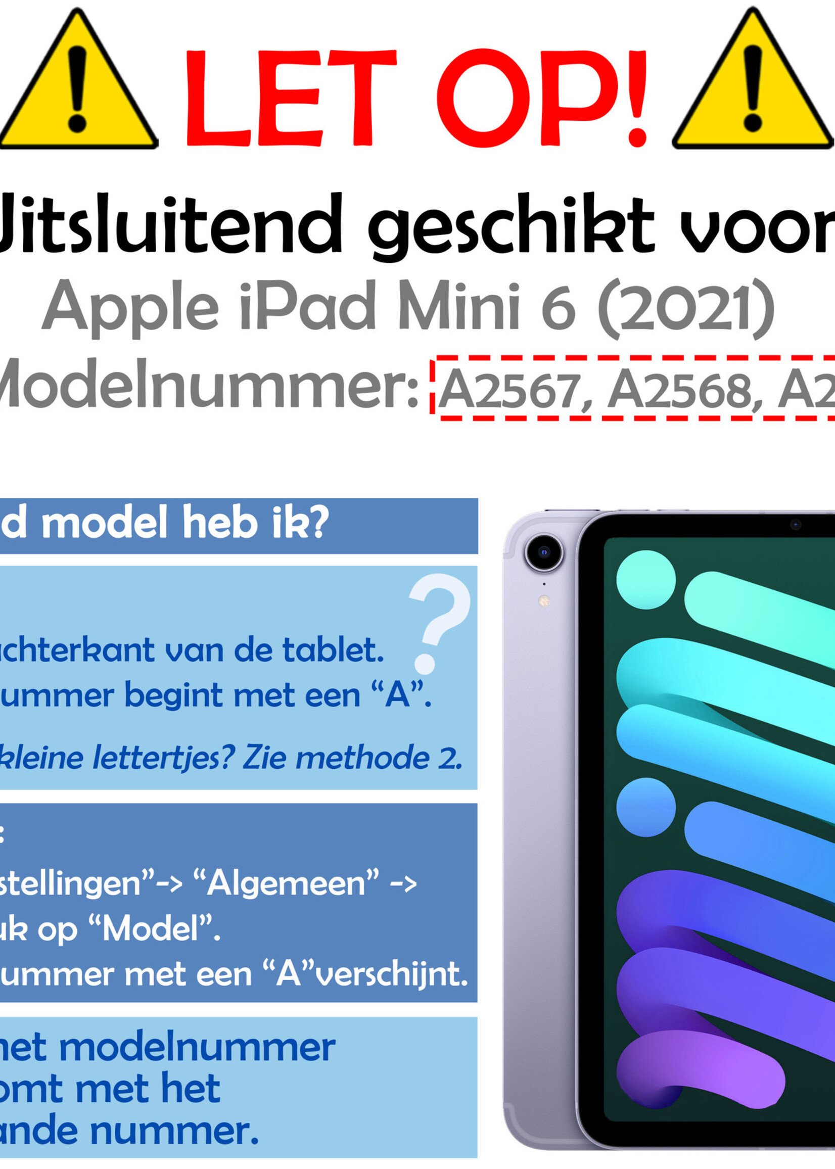 LUQ Hoes Geschikt voor iPad Mini 6 Hoes Luxe Hoesje Case Met Uitsparing Geschikt voor Apple Pencil Met Screenprotector - Hoesje Geschikt voor iPad Mini 6 Hoes Cover - Paars