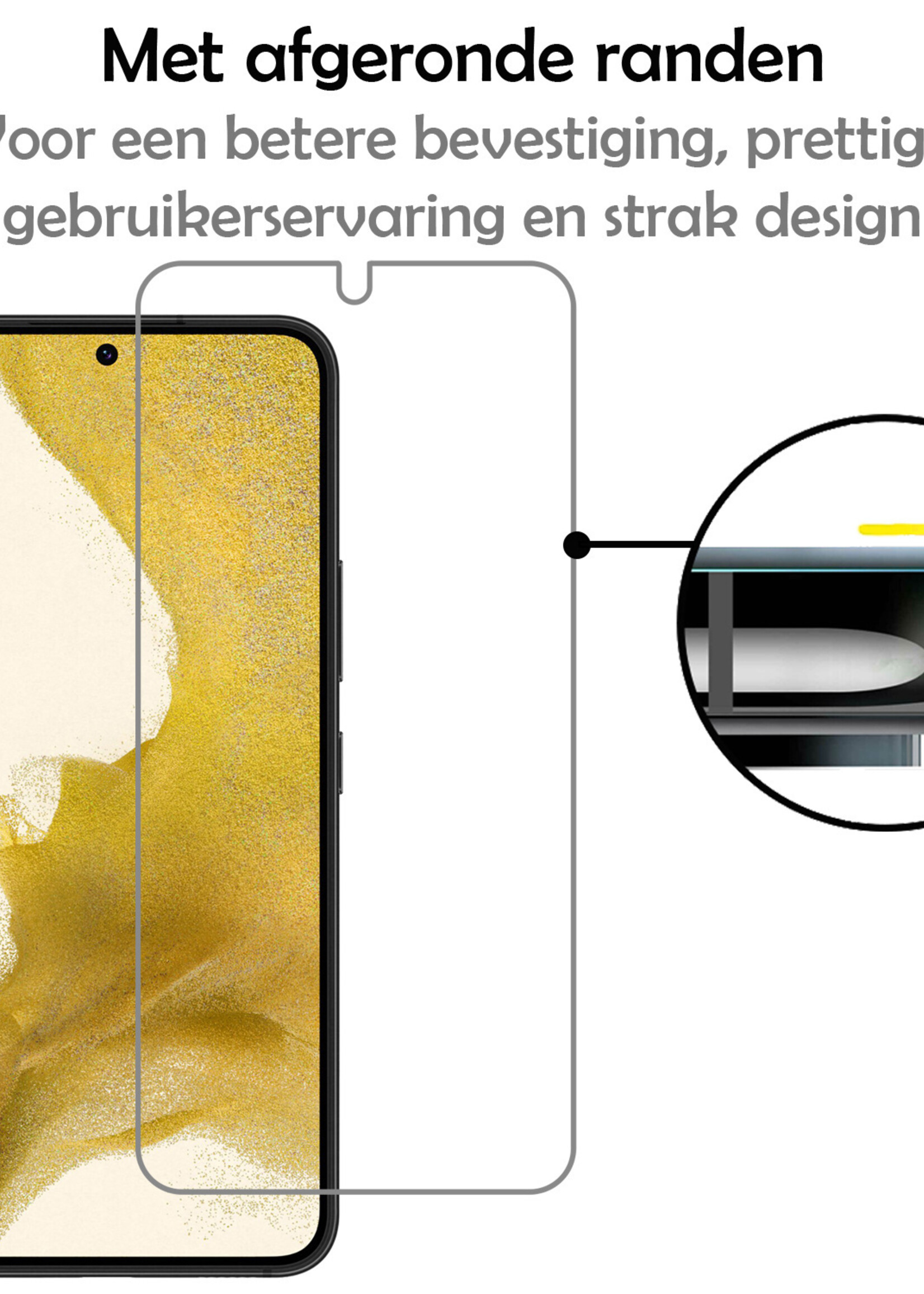 Hoesje Geschikt voor Samsung S22 Hoesje Siliconen Case Met Screenprotector - Hoes Geschikt voor Samsung Galaxy S22 Hoes Siliconen - Donkerblauw