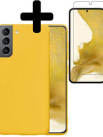 LUQ LUQ Samsung Galaxy S22 Hoesje Siliconen Met Screenprotector - Geel