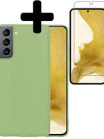 LUQ LUQ Samsung Galaxy S22 Hoesje Siliconen Met Screenprotector - Groen