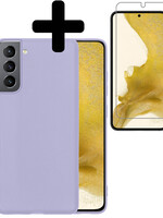 LUQ LUQ Samsung Galaxy S22 Hoesje Siliconen Met Screenprotector - Lila