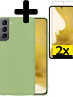 LUQ Samsung Galaxy S22 Hoesje Siliconen Met 2x Screenprotector - Groen