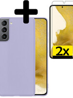 LUQ LUQ Samsung Galaxy S22 Hoesje Siliconen Met 2x Screenprotector - Lila