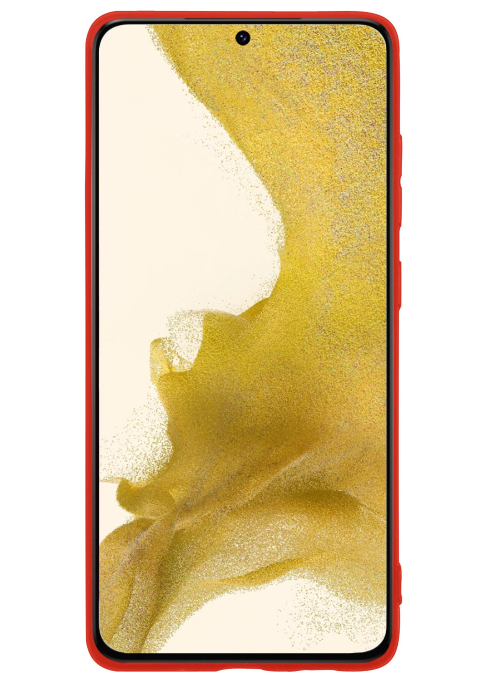 LUQ Hoesje Geschikt voor Samsung S22 Hoesje Siliconen Case Met 2x Screenprotector - Hoes Geschikt voor Samsung Galaxy S22 Hoes Siliconen - Rood