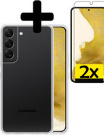 LUQ Samsung Galaxy S22 Hoesje Siliconen Met 2x Screenprotector - Transparant