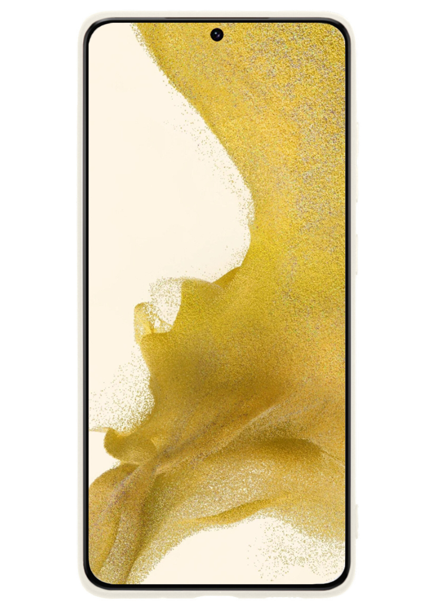 LUQ Hoesje Geschikt voor Samsung S22 Hoesje Siliconen Case Met 2x Screenprotector - Hoes Geschikt voor Samsung Galaxy S22 Hoes Siliconen - Wit