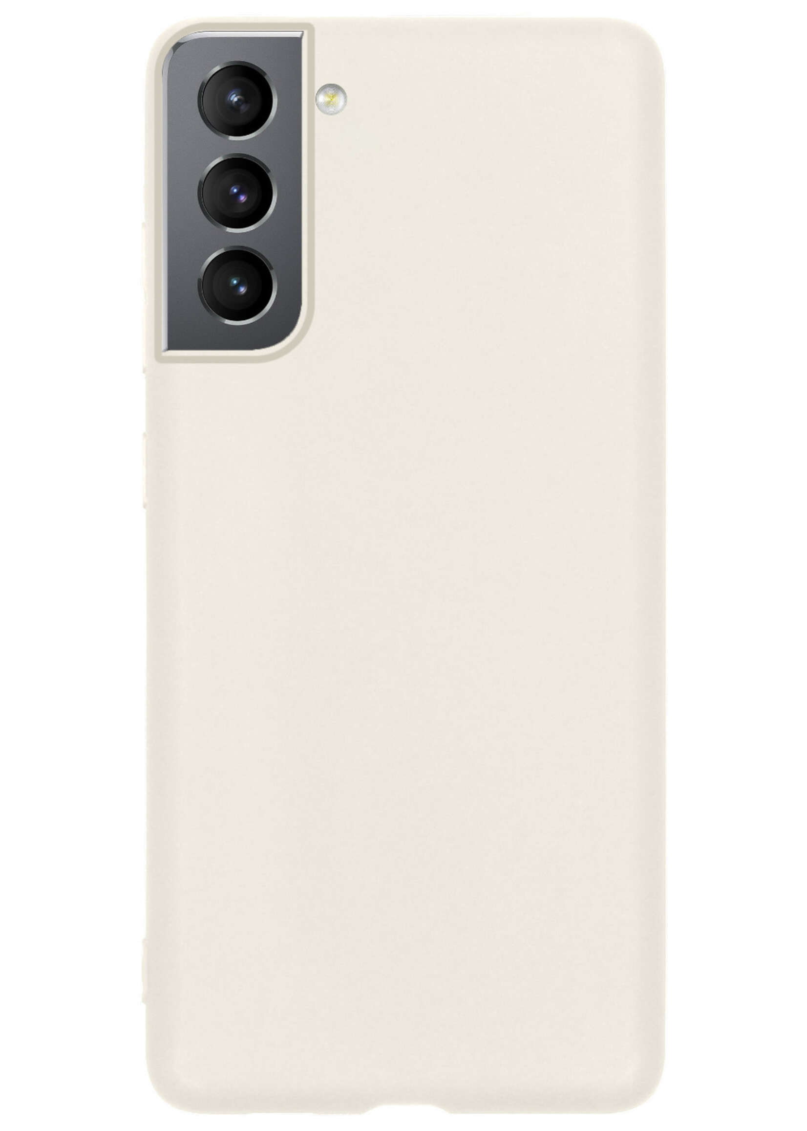 Hoesje Geschikt voor Samsung S22 Hoesje Siliconen Case Met 2x Screenprotector - Hoes Geschikt voor Samsung Galaxy S22 Hoes Siliconen - Wit