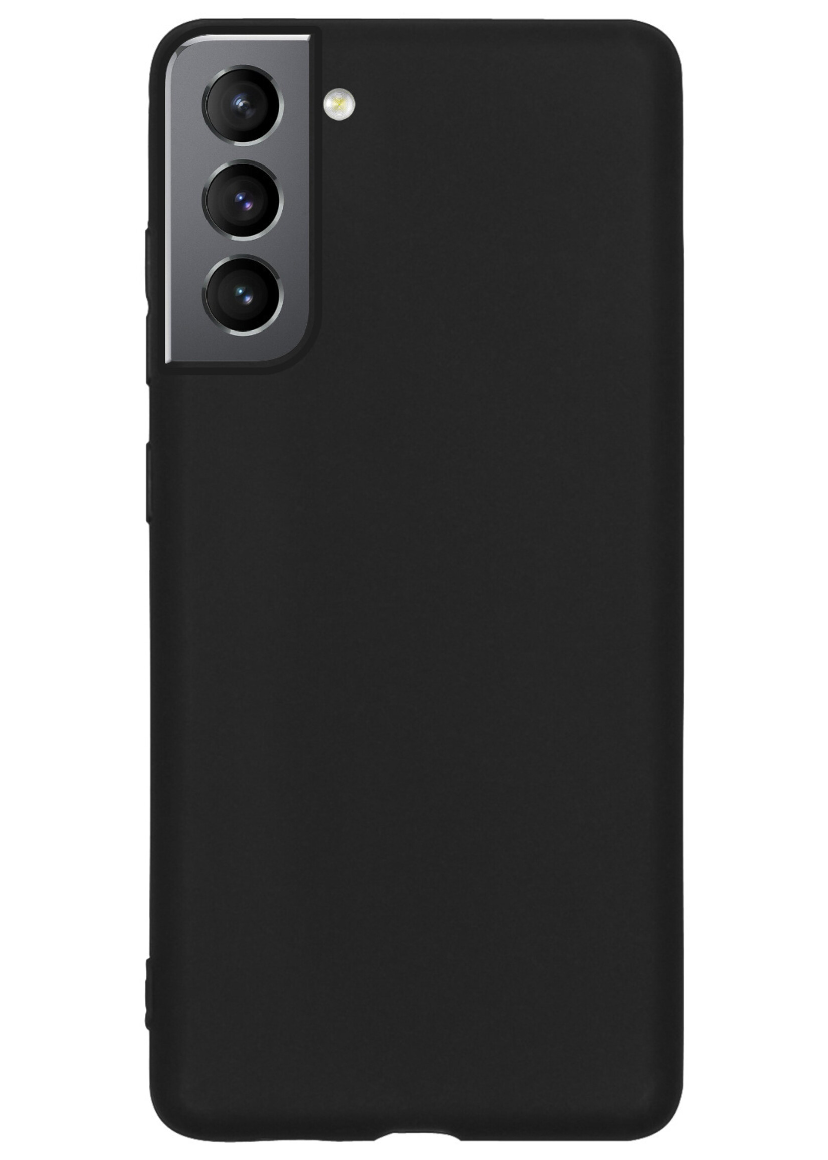 Hoesje Geschikt voor Samsung S22 Hoesje Siliconen Case Met 2x Screenprotector - Hoes Geschikt voor Samsung Galaxy S22 Hoes Siliconen - Zwart