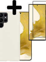 LUQ LUQ Samsung Galaxy S22 Ultra Hoesje Siliconen Met Screenprotector - Wit