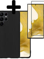 LUQ LUQ Samsung Galaxy S22 Ultra Hoesje Siliconen Met Screenprotector - Zwart